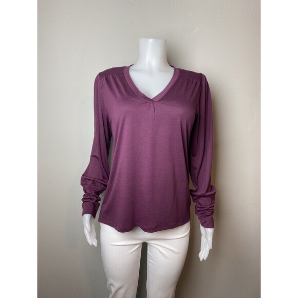 F. Sundance Top M Red Blouse Long Sleeve V Neck High Low NWT $78 - Picture 3 of 11